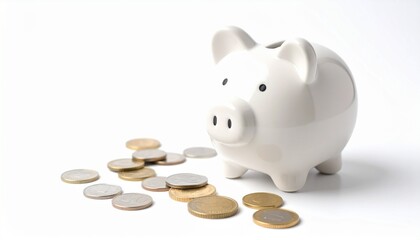 piggy bank and coins