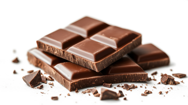 A close up of a chocolate bar with a few pieces missing