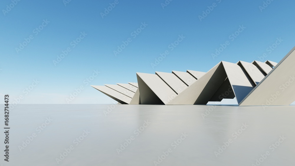 Poster 3d illustration of abstract modern architecture background, minimal geometry architectural design, c