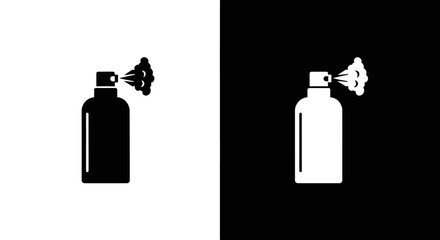 A cosmetic spray bottle, a black and white split icon representing a face mist, a hairspray, or a setting spray.