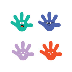 Colorful Hand Vector Set with Funny Faces – Logo & Illustration Pack