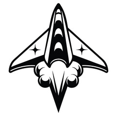 Black Geometric Spaceship Design with Stars © Lovely