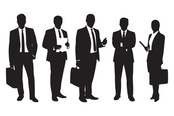 Set of Business Peoples Silhouette, Successful. Vector black silhouette. with white background