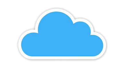 Simple Blue Cloud Icon with White Border.