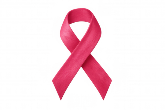 Pink ribbon symbolizing breast cancer awareness, isolated on a transparent background, perfect for health and medical-related projects