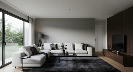 Fototapeta premium Modern minimalist living room design