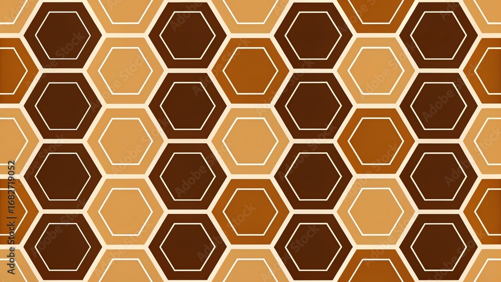 Poster geometric honeycomb pattern with varying shades of brown and beige creating a warm textured backgrou
