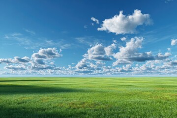 Obraz premium Wide, grassy field under a partly cloudy sky