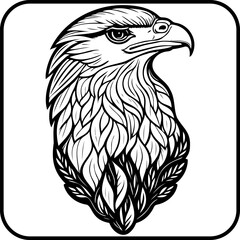 Majestic monochrome bird illustration, detailed plumage depiction showcases avian power and free