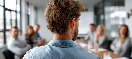 A man is presenting to a group in a conference room