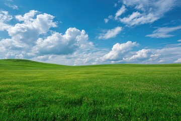 Obraz premium Vast green field under a vibrant blue sky (5)