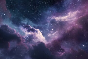 Fototapeta premium A purple galaxy with stars and colorful clouds in the night sky