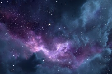 Fototapeta premium A purple galaxy with stars and colorful clouds in the night sky