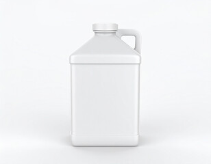 White Plastic Gallon Jug with Handle and Cap on White Background