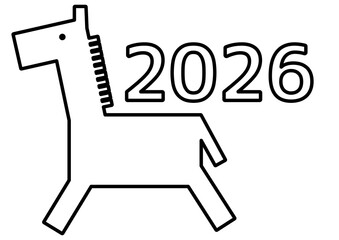 干支・午（うま）シンプル線画イラスト【2026年】