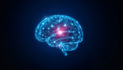 Futuristic Brain Representation with Neon Elements