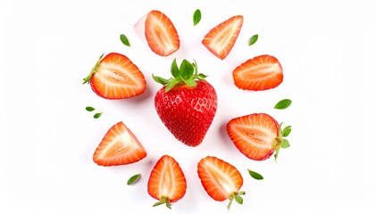 A group of strawberries on white background frame expression design emotion backgrounds layers gesture depth figure cartoonish colorful scene illustration elements motion style composition