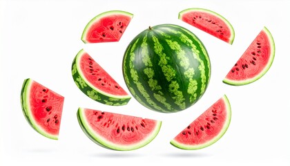 A group of slices watermel background expression composition gesture scene cartoonish figure design frame depth layers creative colorful style emotion movement motion backgrounds illustration