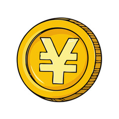 Vector art of golden coin with japanese yen symbol