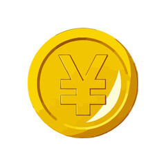 Vector art of golden coin with yen symbol