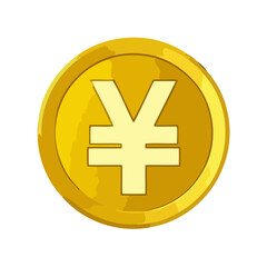 Vector art of golden coin with japanese yen symbol, representing financial wealth and currency exchange