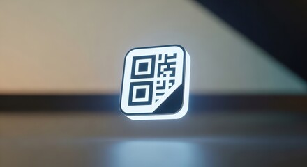 Futuristic glowing QR code, representing modern technology and secure data transfer