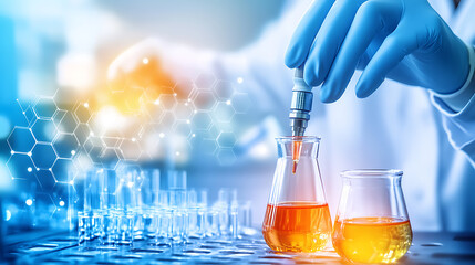 Scientist conducting chemical analysis in a laboratory setting