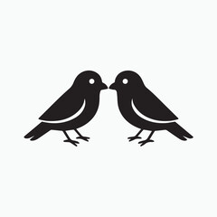 Black lovebird icon, perched on a simple white background..