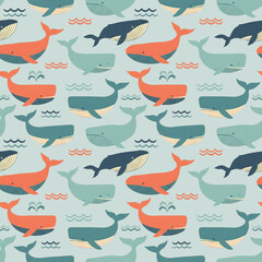 seamless background with whale
