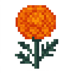 Fototapeta premium Pixel Art Marigold Flower with Simple Design and Bright Colors