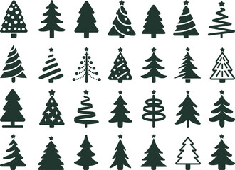 Obraz premium Christmas Vector Illustration Tree Collection