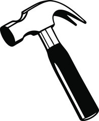 Hammer Tool silhouette vector Icon on transparent background