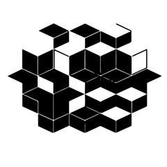 A modern seamless pattern featuring an abstract isometric design. This black and white geometric background creates a striking 3D illusion