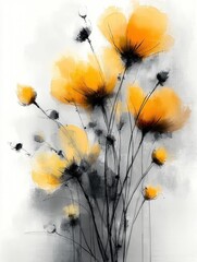 yellow poppy waterpaint