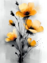 yellow poppy waterpaint
