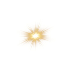 Shiny Gold Star Light Flare. Gold Glow Sparkle Effect for Magic Design Elements