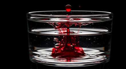 Red Drop Water Splash Glass.