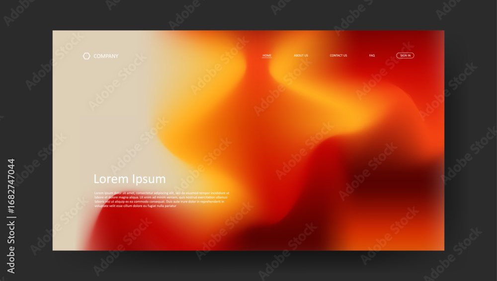 Poster abstract wave futuristic design of landing page. retro gradient mesh dark concept website design