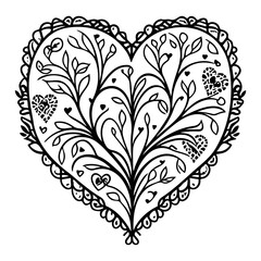 Ornate botanical heart artwork: A delicate display of affection with intricately designed branches