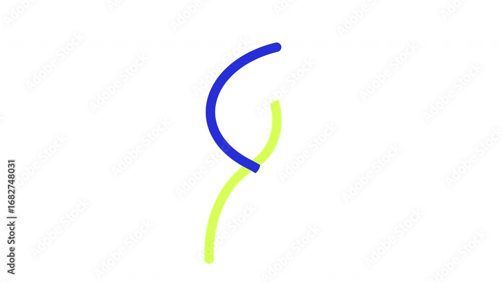 Poster intersecting arrows in blue and neon green 2d cartoon object animation. direction flow, change. abst