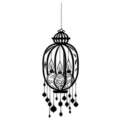 Ornate hanging lantern silhouette with decorative elements creates an ambiance of elegant