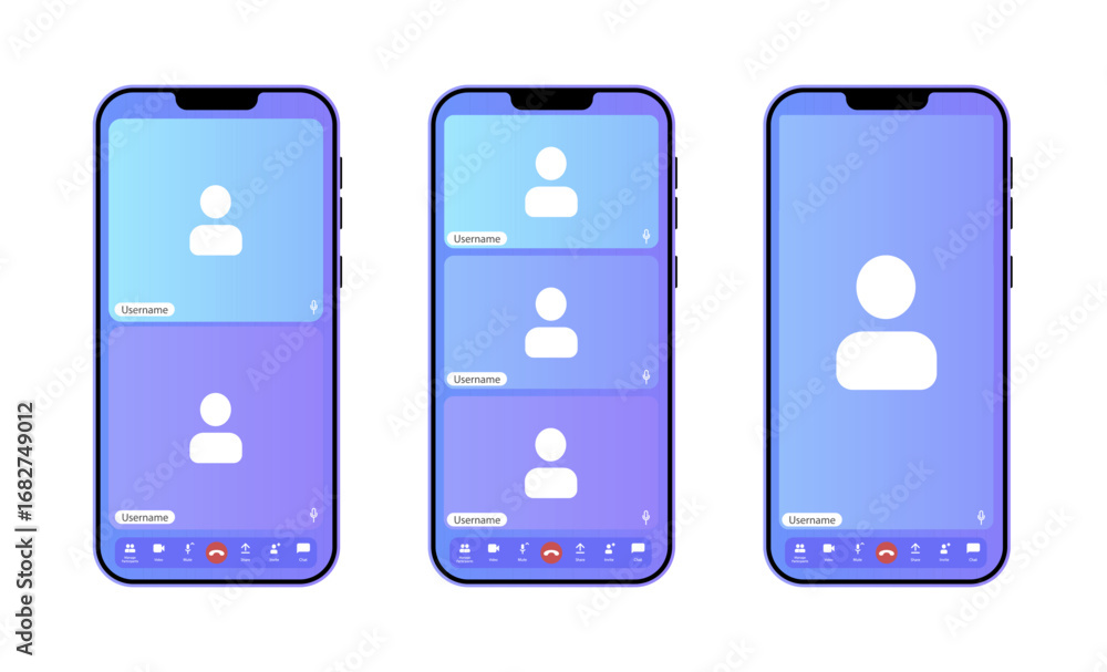Poster users engage in a video call using mobile devices.