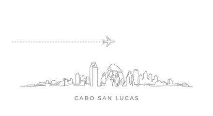 Cabo San Lucas Skyline Plane Minimal.