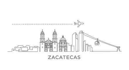 Obraz premium Zacatecas Skyline with Mexico Travel Minimalist.