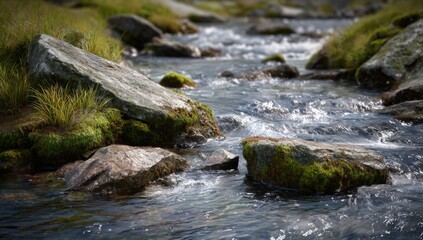 Fototapeta premium Mountain stream flowing over rocks