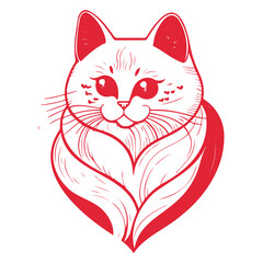 Red feline sketch showcasing artistic expression and creative design with intricate detailing in