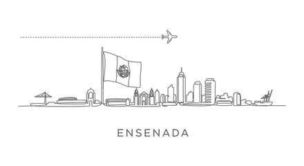 Obraz premium Ensenada Skyline with Mexico Minimalist Vector.