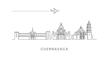 Fototapeta premium Cuernavaca Skyline Plane travel Mexico.