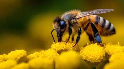 Close-up of Bee on Yellow Flower