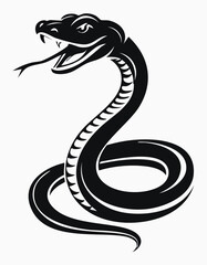 Fototapeta premium Snake Animal Vector Logo in Black and White, Minimalist Simple Design, Perfect for Wildlife Branding, Nature Illustration, and Unique Animal Identity 